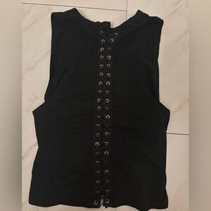 Exist Black Lace-Up Top